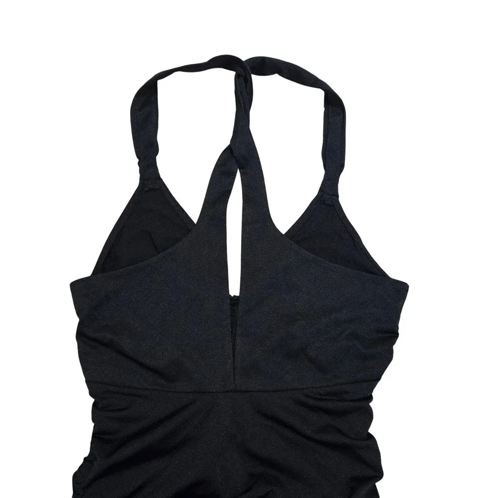 Free‎ People Intimately Ruched Midi Dress Black Spaghetti Strap V Neck